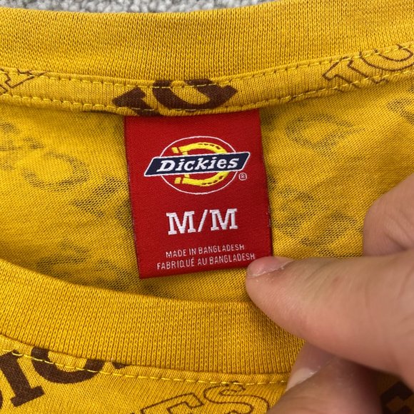 Dickies Cropped Shirt Women Medium M Yellow Crop Top Long Sleeve All Over Print - Picture 3 of 7